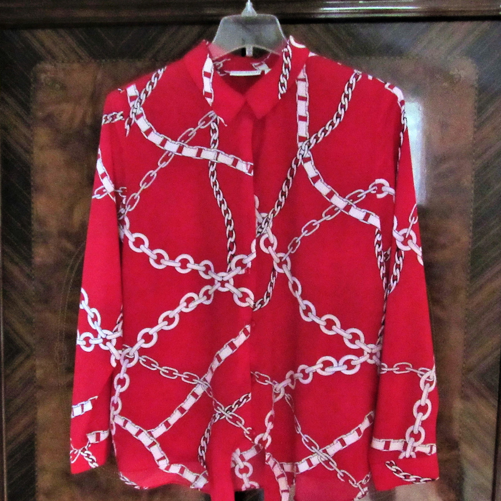 Susan Graver Red Blouse Size 16